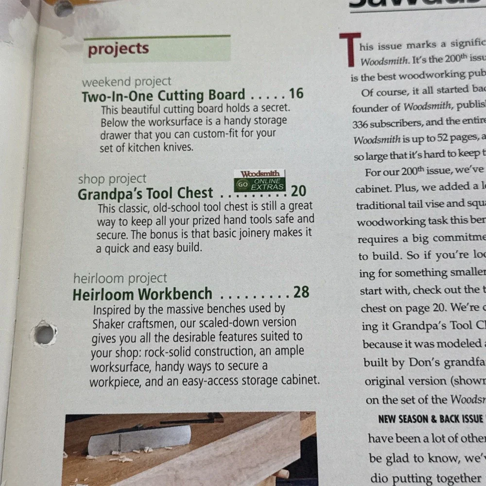 WOODSMITH Vol. 34 Issue 200 - HEIRLOOM WORKBENCH, CUTTING BOARD, CUTTING BOARD